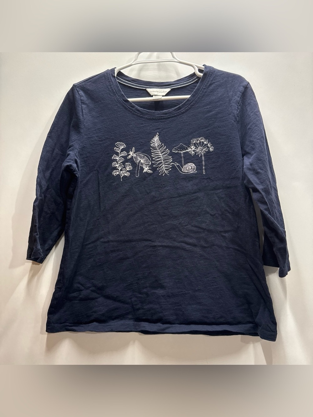 Christopher & Banks Women’s Graphic Mushroom and Snail Tee with 3/4 Sleeves